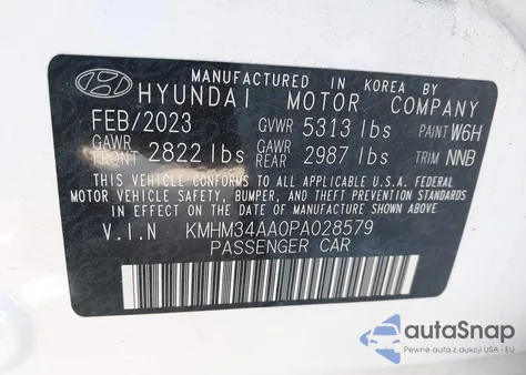 2023 Hyundai Ioniq 6 Sel z USA, uszkodzony, nr VIN KMHM34AA0PA028579